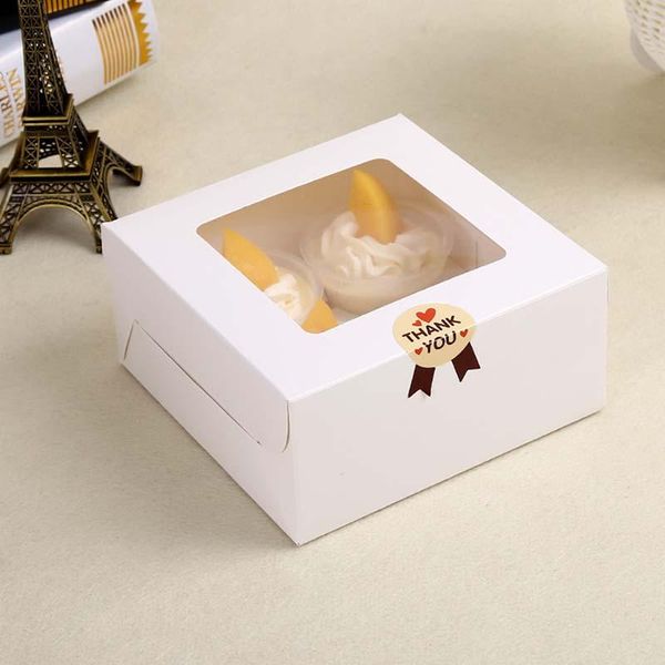 

gift wrap 5pcs 4 cup cake packaging box with tray wedding birthday party cupcake pudding pastry storage organizer