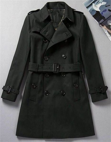 

men's trench coats long classic windbreaker waterproof british new high-end english style autumn winter gabadian solid color casual siz, Tan;black