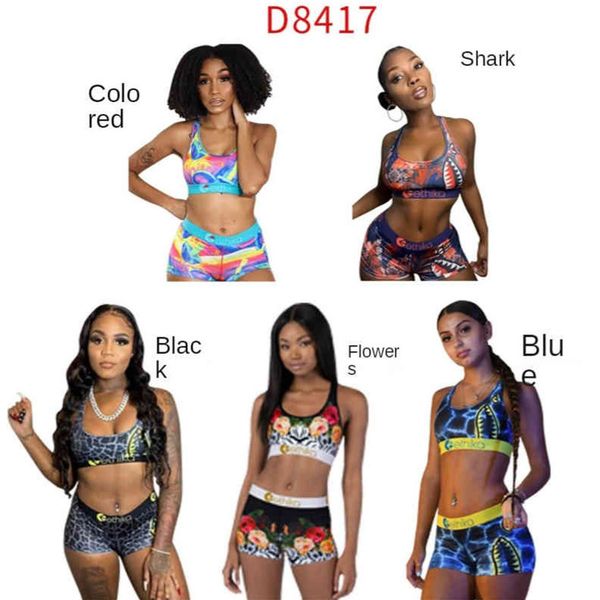 

women summer swimsuit vest crop bra + biker shorts swimwear 2 piece suit quick dry tracksuit bikini set 5color gg31g2bt, White