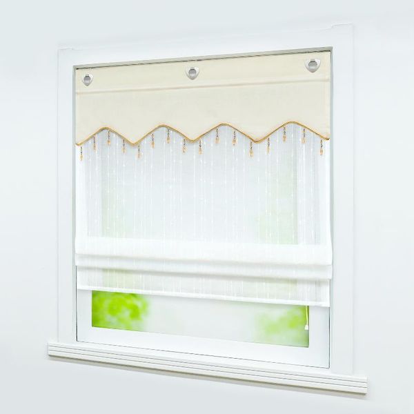 

roman shade raindrop with pendant window curtain voile polyester drapery valance panel for kitchen balcony u hook 5 colors & drapes