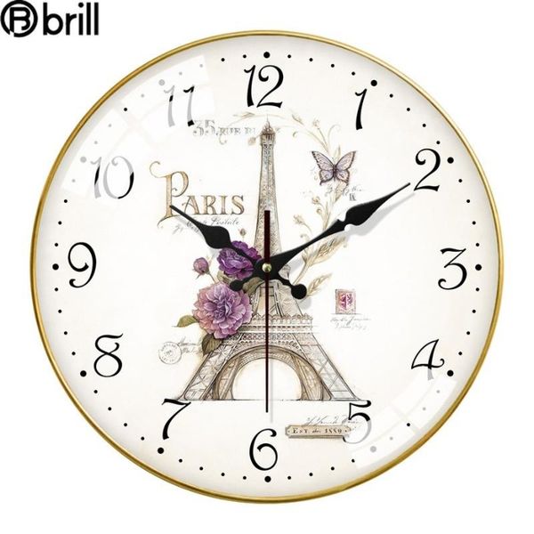 

gold retro wall clock kitchen living room european art mute creative watches vintage style bedroom decoration clocks