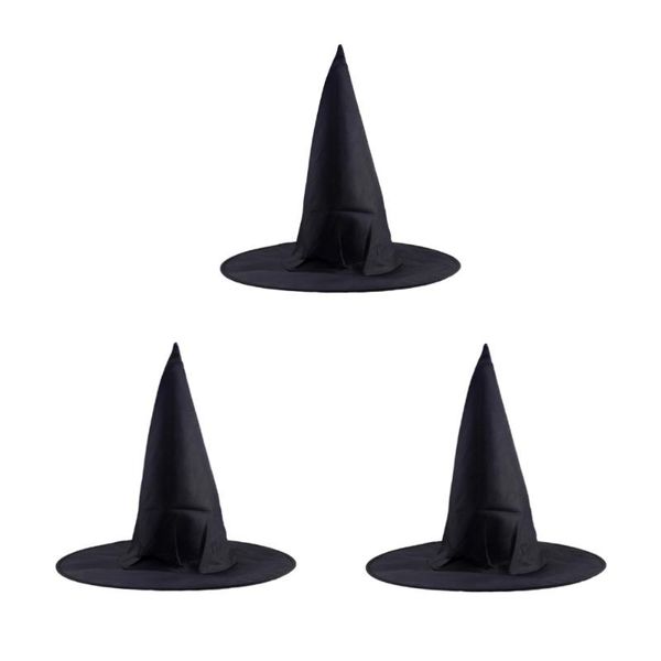 

party hats 3 pcs steeple witch hat classic black cap props accessories