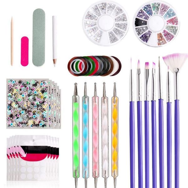 

11pcs/set diy nail art tools crystal beads picker dotting pen professional manicure multicolor nail brush polishing painting pen