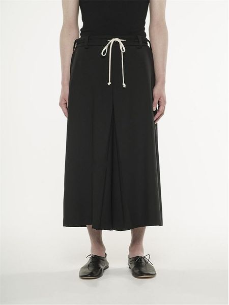 

men's pants culottes casual wide leg spring and autumn black white rope fashion street personality plus-size clothing