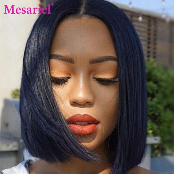 

lace wigs mesariel bob wig front human hair brazilian short pre-plucked natural color 13x5x2lace frontal, Black;brown