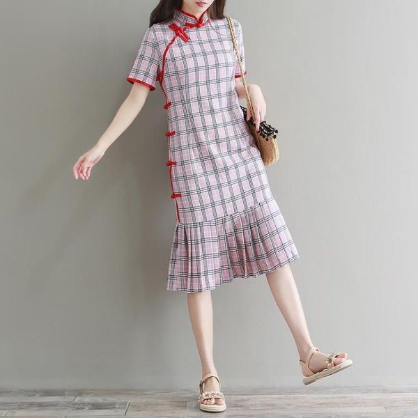 

ethnic clothing traditional cheongsam dress women modified lattice fishtail skirt girl's daily life fresh literature art student unifor, Red