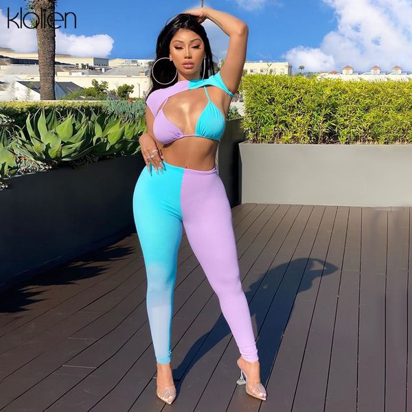 

tracksuits fashion low cut patckwork tracksuit women casual streetwear sport fitness jogging and trousers two piece set, Gray