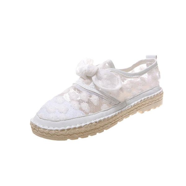 

sandals round head retro net shoes 2021 summer lace up huasen women's flat student single half trailer, Black