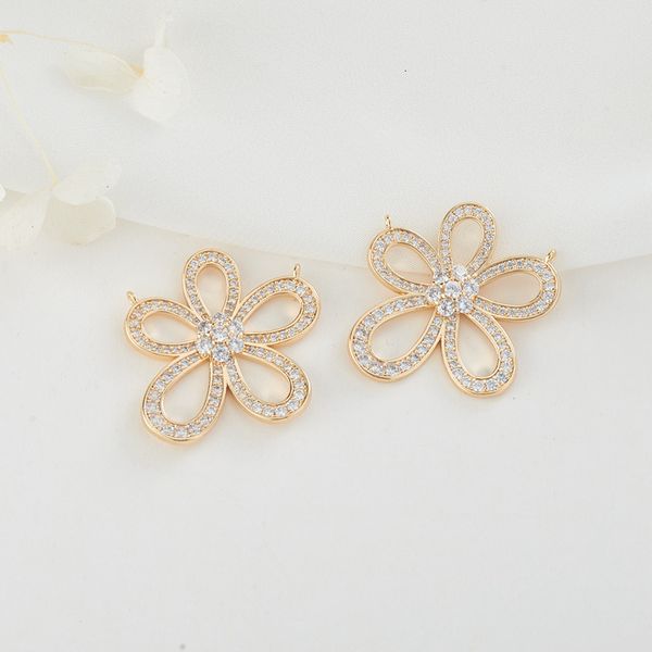

necklac simple three-dimensional gold zircon pendant diy necklace flower pendant accsori, Silver