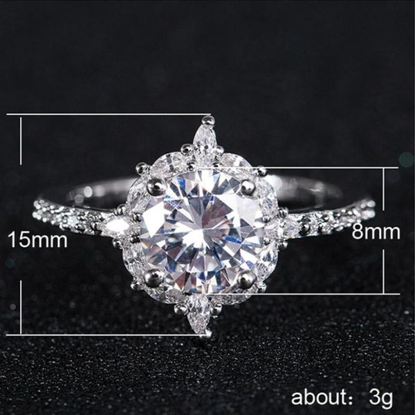 

wedding rings arrival trendy bands female big jewelry plated cubic zircon fully shinning jewel for women propose, Slivery;golden