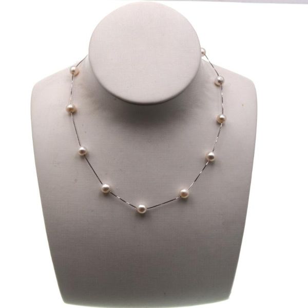 

chokers silver chain round freshwater pearls choker necklace, Golden;silver