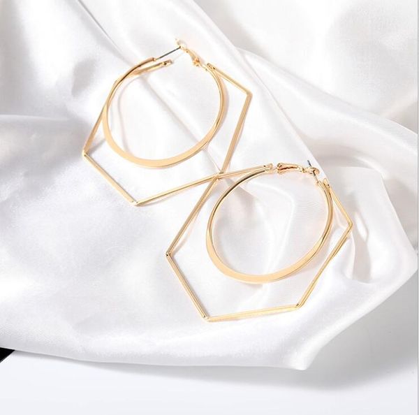 

dangle & chandelier 2021 european and american geometric hexagon temperament earrings valentine's day mother's gift preferred jewe, Silver