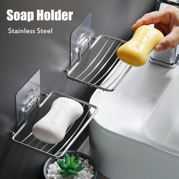 

soap dishes stainless steel holder storage drain rack bathroom wall mounted container box