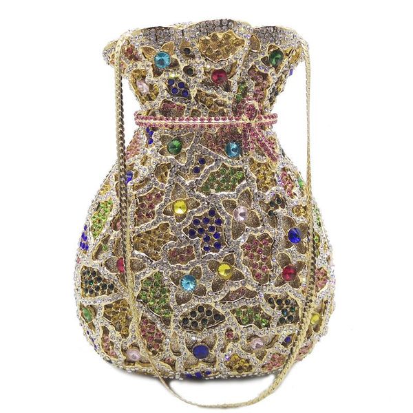 

shoulder bags yellow/blue/red multicolored rhinestone crystal vase shape women evening clutches handbags party purse ladies small prom