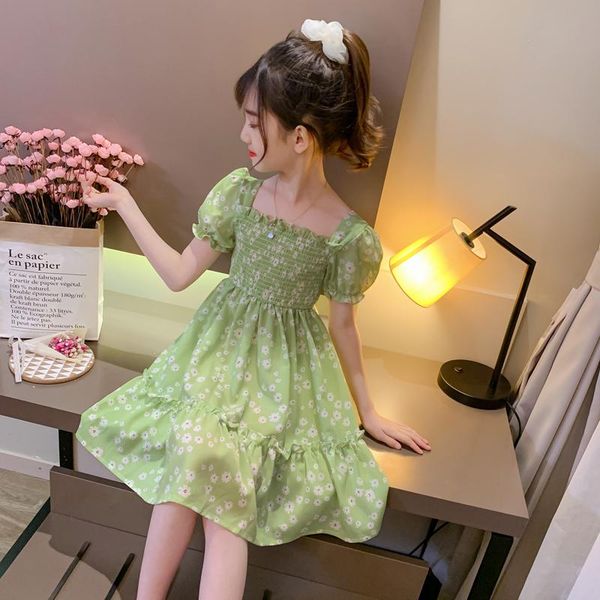 

summer dresses for girls floral pattern girls' 2021 est kids dress teenage costumes girl's, Red;yellow