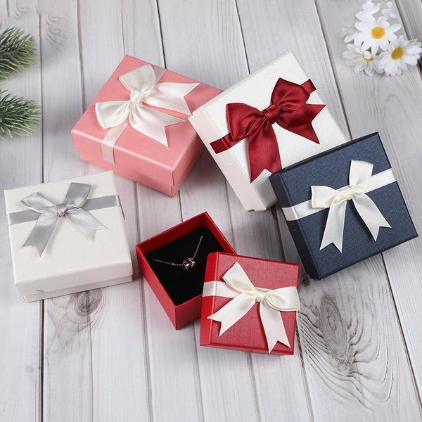 

gift wrap valentine's day bow necklace box jewelry with cover packaging wholesale christmas