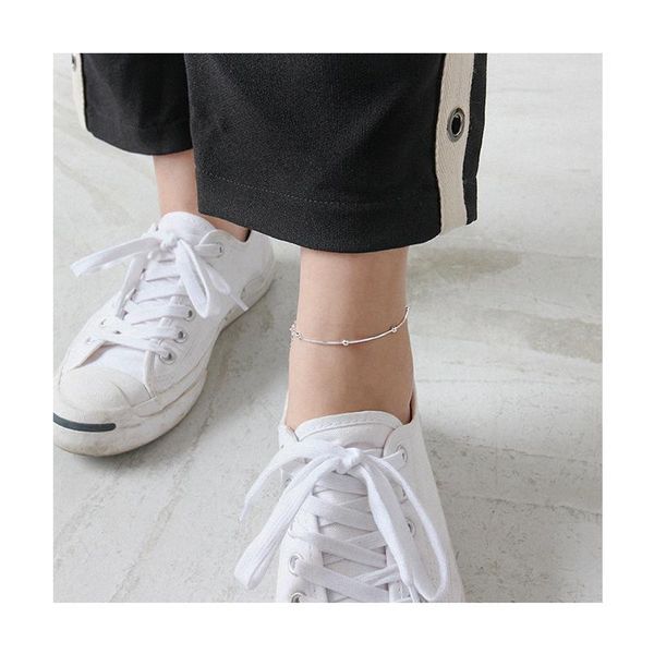 

anklets 925 sterling silver anklet ins simple round bead snake bone chain female personality wild foot ornament, Red;blue