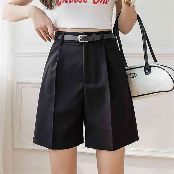 

summer shorts female high waist fashion korean women wide leg slim suit short pants 210507, White;black