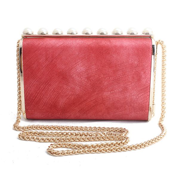 

fashion evening bag metal pu chain pearl head banquet dinner celebrity dress wedding