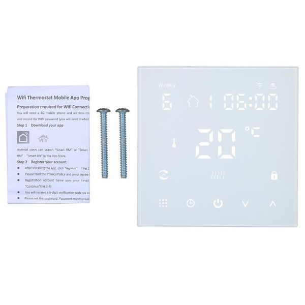 

smart home control lcd display digital wi-fi thermostat temperature controller app touch-control panel programmable timer