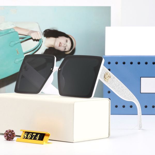 

designer sunglasses 8674 women fashion sun glasses square summer style full frame uv protection come with box, White;black