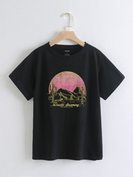 

desert scenery and letter graphic tee h0vw#, White