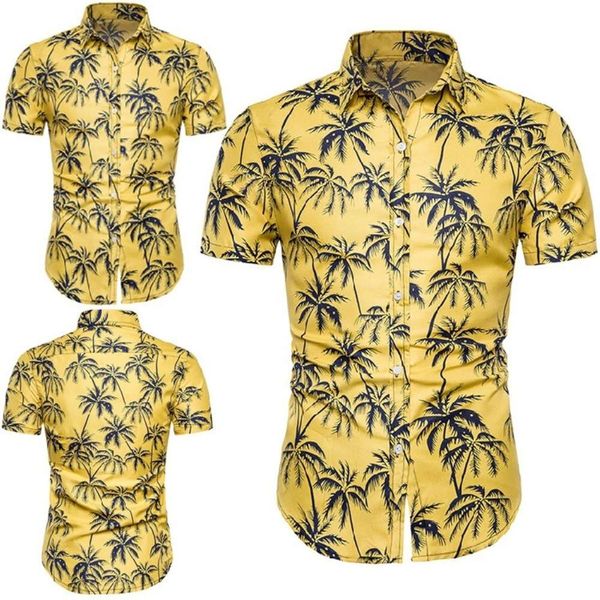 

men's shirt summer men's casual short sleeve hawaiian shirt, White;black