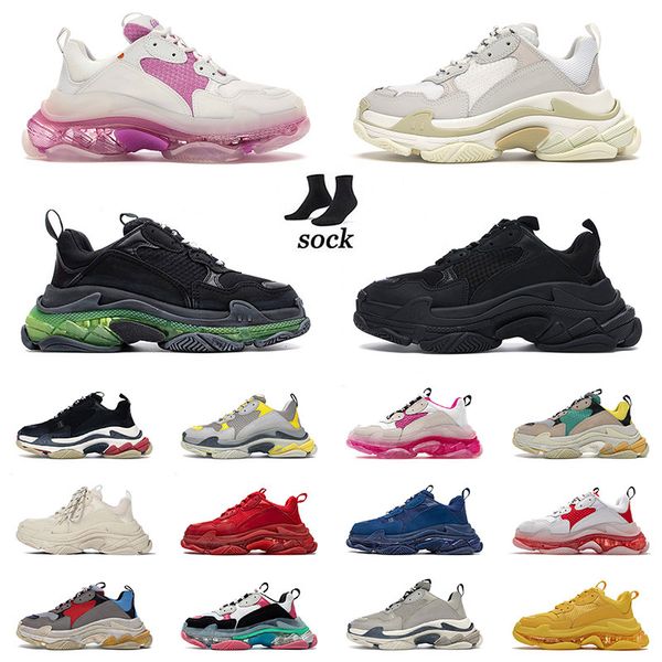 

2022 platform low triple s womens fashion casual shoes paris 17fw mens neon green pink black white bred off clear sole vintage jogging sneak