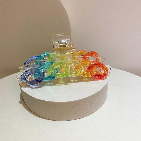 

hair accessories tie dye rainbow chain plastic claw pin girls women clip