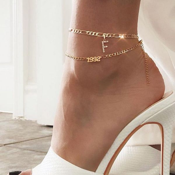 

anklets fashion jewelry double layer anklet set letters pendant chains, Red;blue