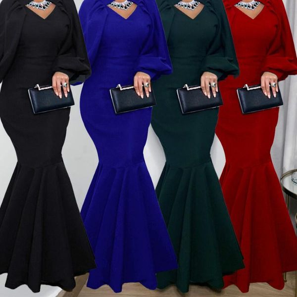 

african evening maxi dresses for women party dress dashiki fishtail gown africa clothes plus size bodycon christmas robe ethnic clothin, Red