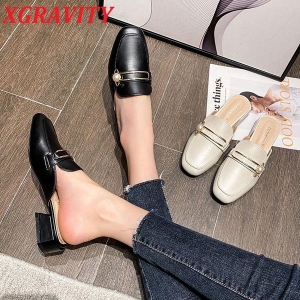 

slippers xgravity 2021 simple design flat female casual brand ladies fashion shoes elegant plus size women summer, Black