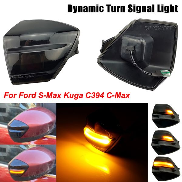 

2x led dynamic turn signal light side mirror sequential blinker indicator lamp for ford s-max 07-14 kuga c394 08-12 c-max 11-19