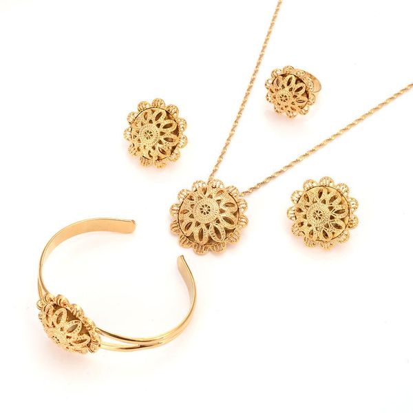 

earrings & necklace bangrui traditional ethiopian&america&canada&isreal wedding jewelry sets joias ouro yellow gold filled african bridal, Silver