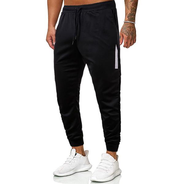 

men's pants vogue joggers men casual tide autumn fitness patchwork bodybuilding pocket full length sports solid sweatpants, Black