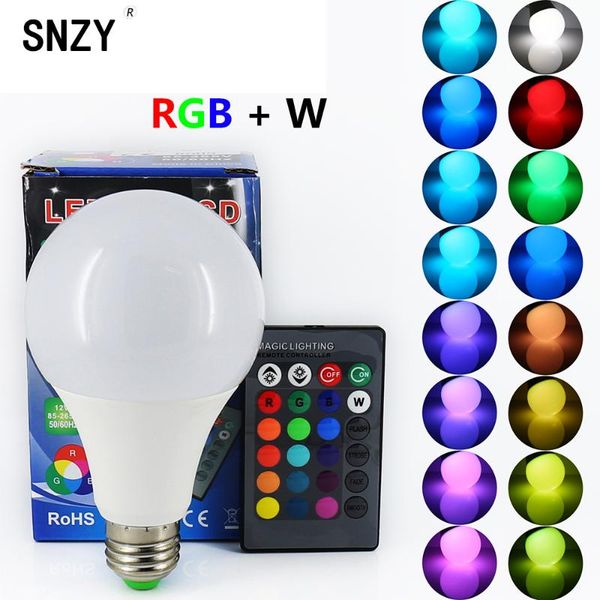 

bulbs snzy rgb led bulb lights 3w 5w 10w changeable colorful rgbw dimmable lamp 110v 220v with 24 keys ir controller
