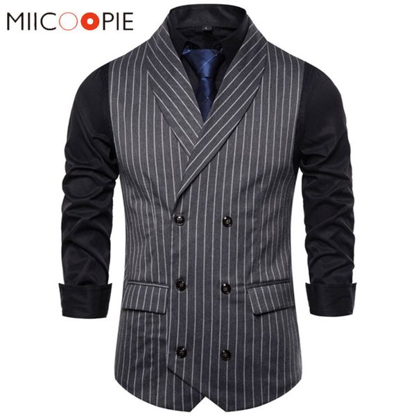 

men's striped vt, formal drs, fashion grid, casual, double button, svels, busins, Black;white