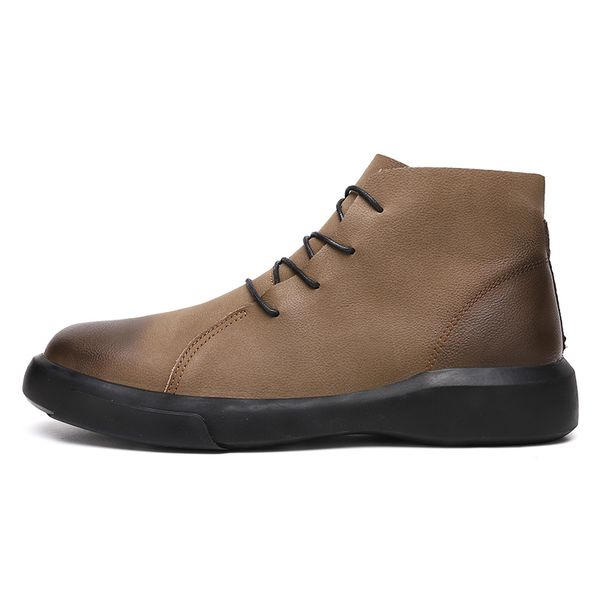 

men genuine leather winter casual shoes waterproof warm for men, Black