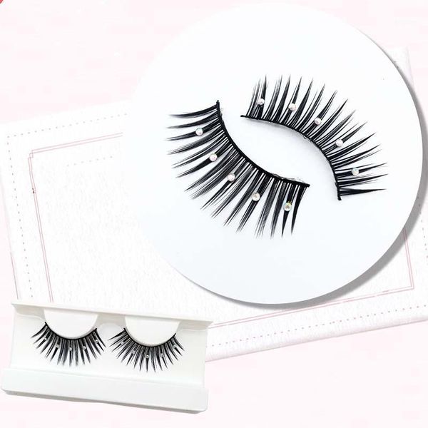 

pair 3d diamond false eyelashes exaggeration soft comfortable stage performance professional eyelash extension tool1