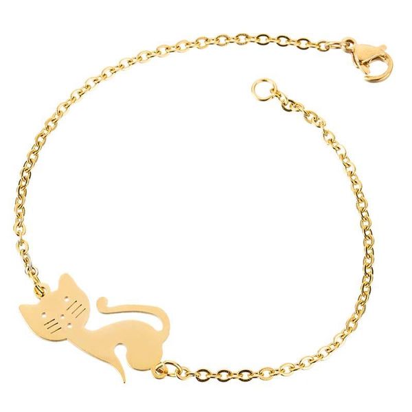 

originally designed cute cat bracelet stainless steel link, chain, Black