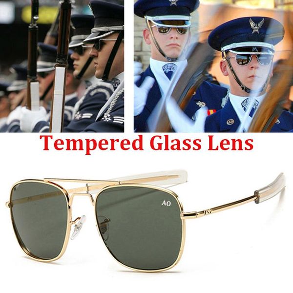 

sunglasses 2021 fashion pilot men brand designer american army military optical ao sun glasses for male uv400, White;black