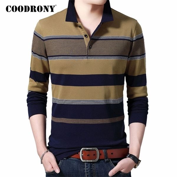 

coodrony brand t shirt men clothes new arrival stripe long sleeve t-shirt men casual soft tee shirt homme c5036 210409, White;black