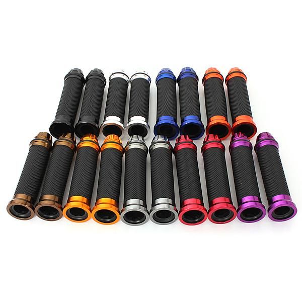 

handlebars cnc 22mm aluminum universal rubber porous carved motorcycle handle grips for dirt bike pit motocross hand handgrips