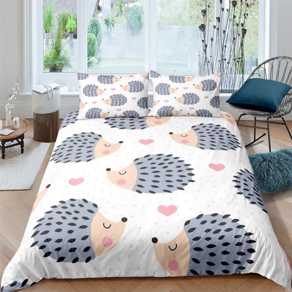 

2/3pcs cute hedgehog duvet cover set for kids boys microfiber comforter cartoon bedding twin bedroom home textiles sets