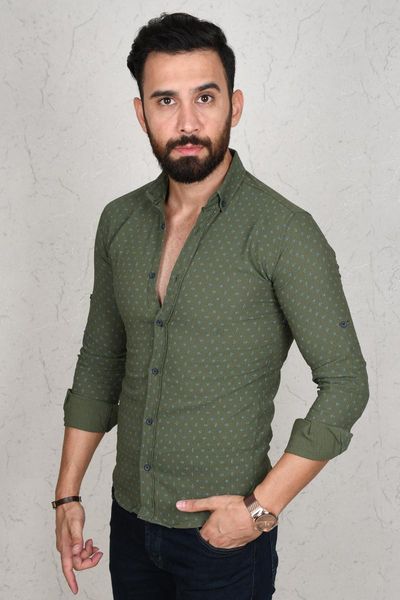 

men's casual shirts deepsea green 100 cotton normal mould male shirt dot pattern long sleeve four seasons clothing 2002801, White;black