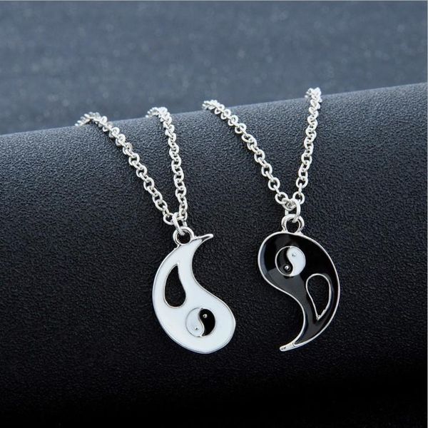 

friends splicing necklace taiji gossip black with white yin yang pendant couple gift jewelry wholesale necklaces, Silver