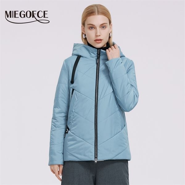 

miegofce spring jacket waterproof women coat special design sport classic jacket hooded quality filler women's parka 210819, Black