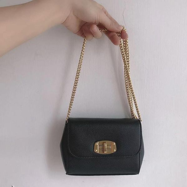 

evening bags 2021 chain lock mini first layer cowhide diagonal bag handbag