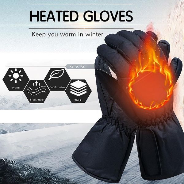 

ski gloves heated reflective rechargeable touchscreen electric heating thermal outdoor men motorcycle snowboard