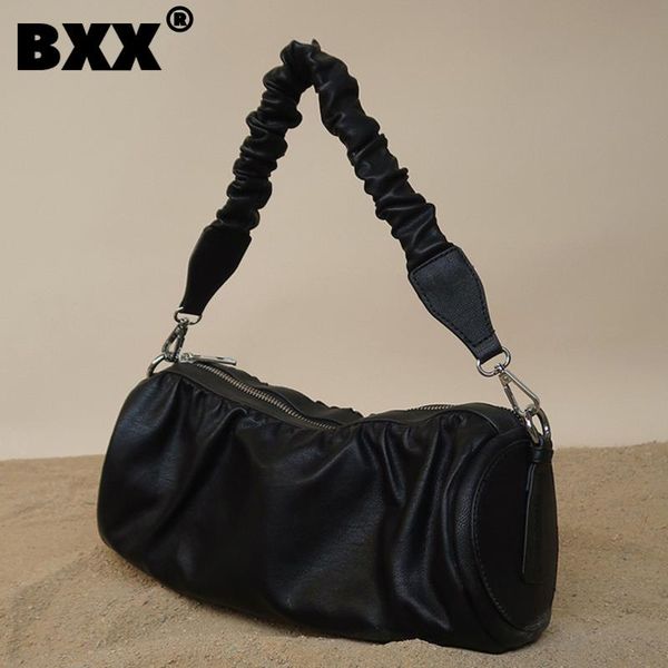 

evening bags [bxx] simple pu leather pleated for women 2021 summer shoulder bag handbags trending luxury travel hand hs629